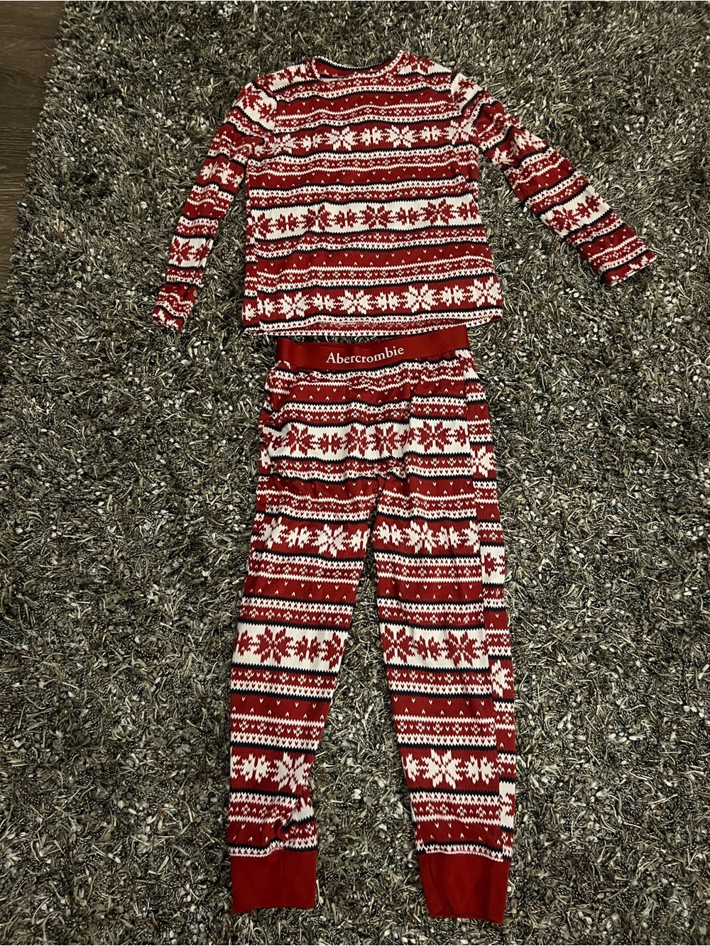 Abercrombie Kids Christmas Pajama Set Red Fair Isle Size 9/10